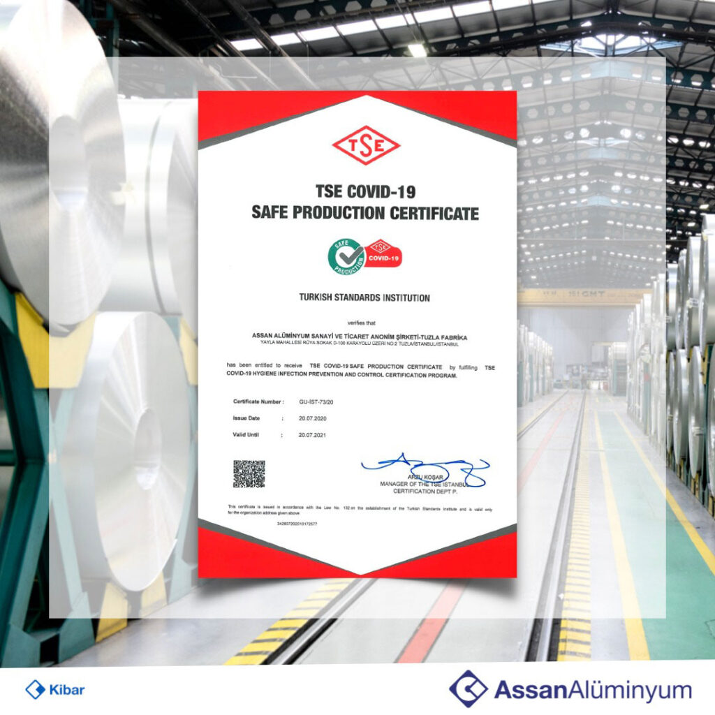 ASSAN ALÜMİNYUM TSE'DEN COVID-19 GÜVENLİ ÜRETİM BELGESİ ALDI 4 assan amüminyum tse covid 19
